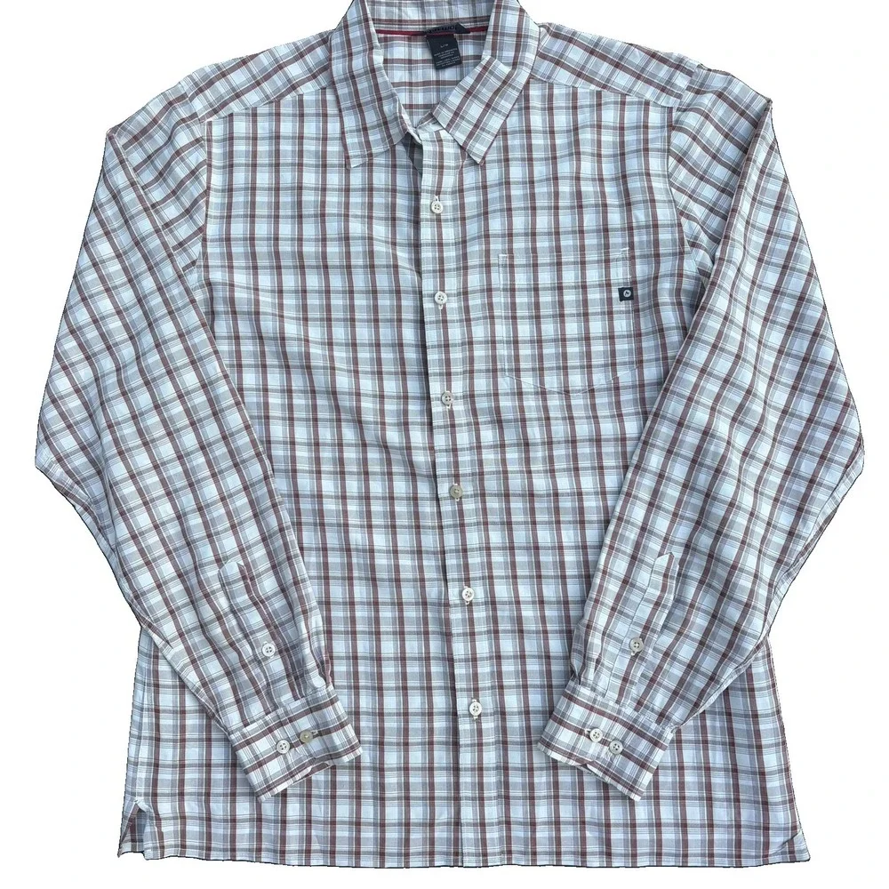 Marmot Shirt Mens Large Red grey Plaid Flannel Button Down Long Sleeve